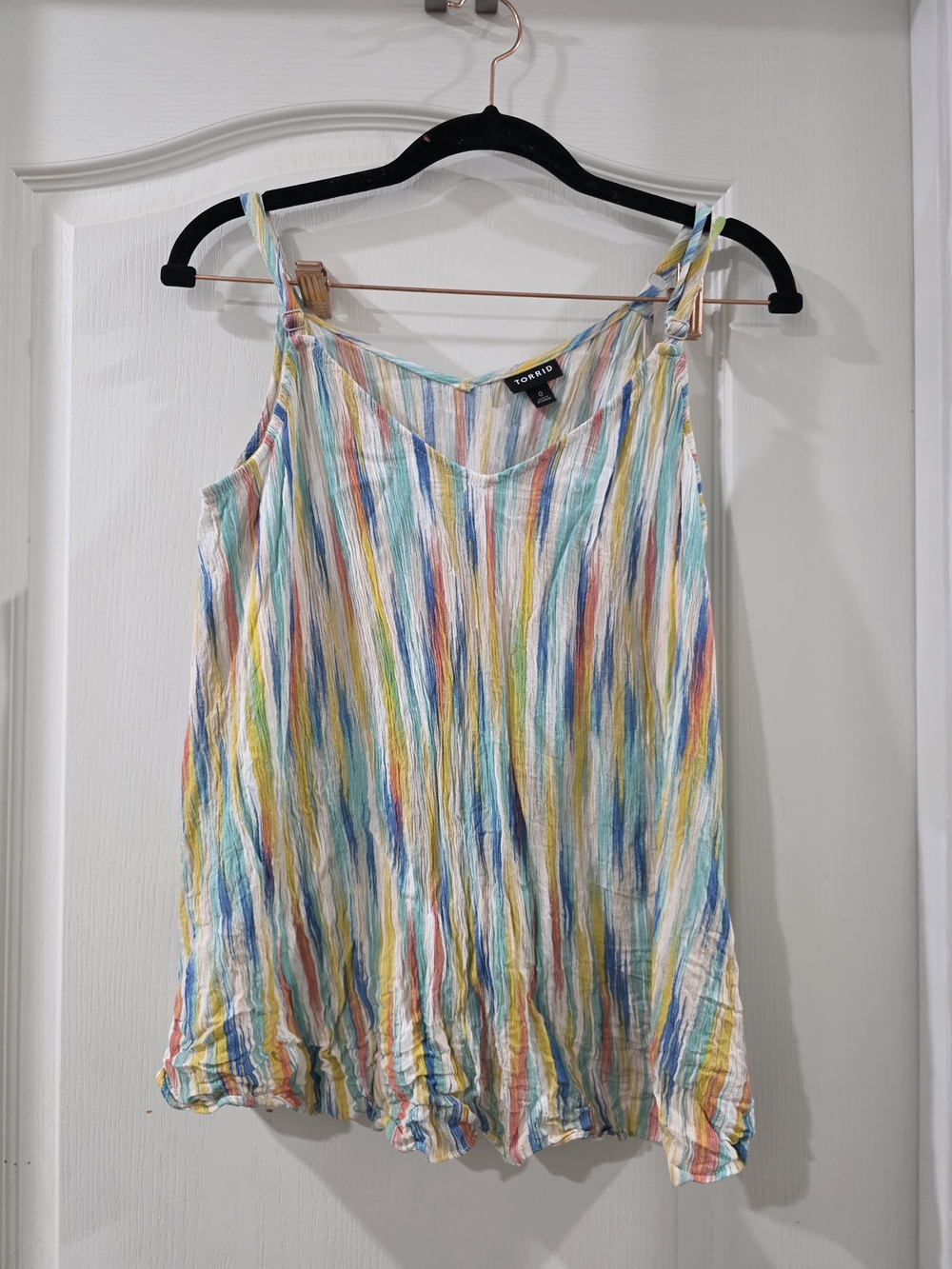 Torrid Multicolor Vertical Stripe Lightweight Tank — Blue, Yellow, Pink, Green